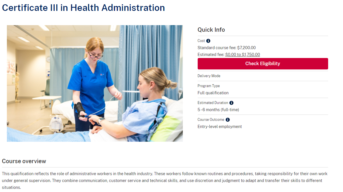 Certificate III Health Administration